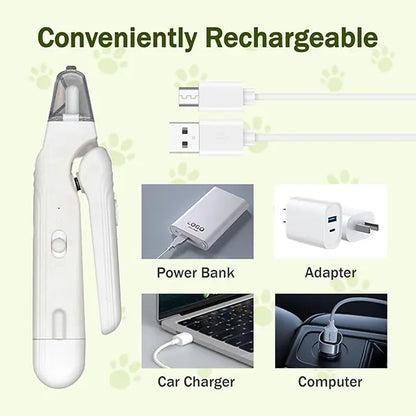 Petlovers 2-In-1 Pet Nail Clipper and Grinder, Dog Nail Clipper Trimmer, Ultra Quiet Electric Nail Set, Rechargeable, Suitable for Trimming Toes and Claws of Dogs and Cats of All Sizes