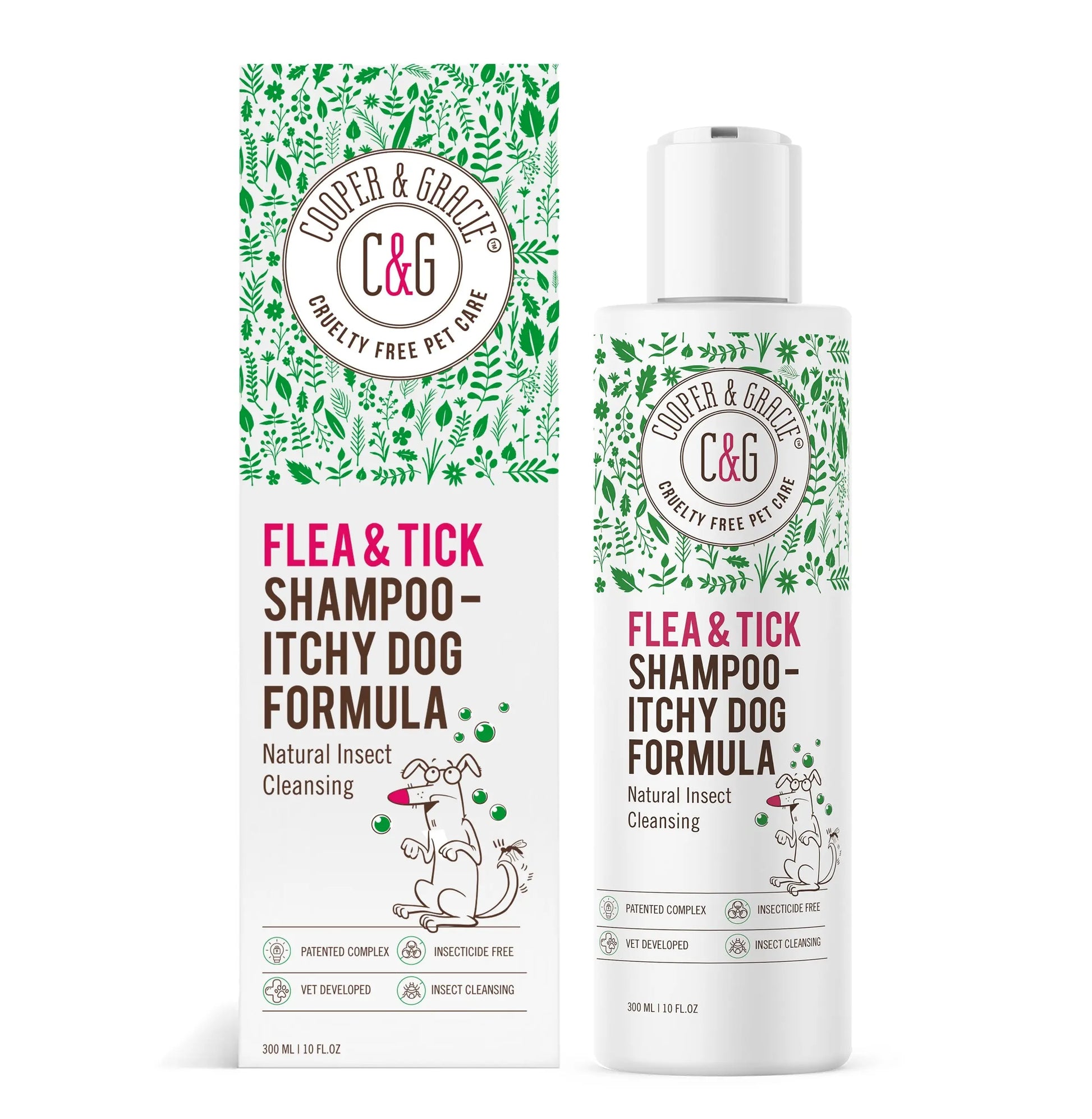 Itchy Dog Flea and Tick Shampoo 300Ml – Plant-Based Gentle Dog Shampoo – Flea & Tick Care for Dogs – Cleanses & Freshens Coat – for Sensitive Skin