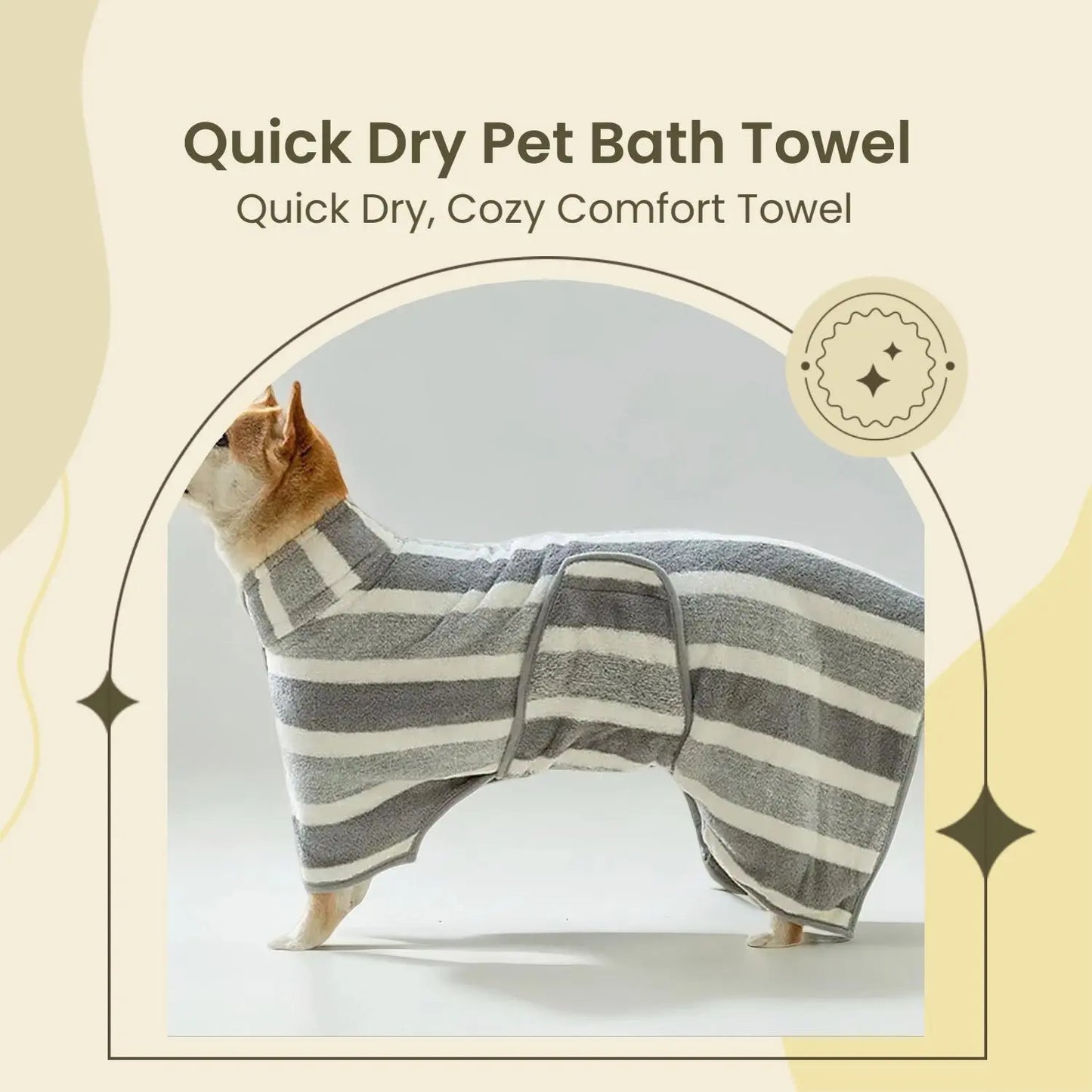 Striped Pattern Pet Bath Towel, 1 Count Cute Pet Bath Robe with Neck Buckle, Quick Drying Pet Bathing Accessories, Dog & Cat Grooming Supplies, Pet Products, Dog Accessories
