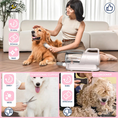 Geoorood All-In-One Dog Grooming Vacuum Kit: Powerful 10Kpa Suction, 2.2L Dust Tank, Lightweight Design & Adjustable Combs - The Ultimate Grooming Solution for Pet Lovers!