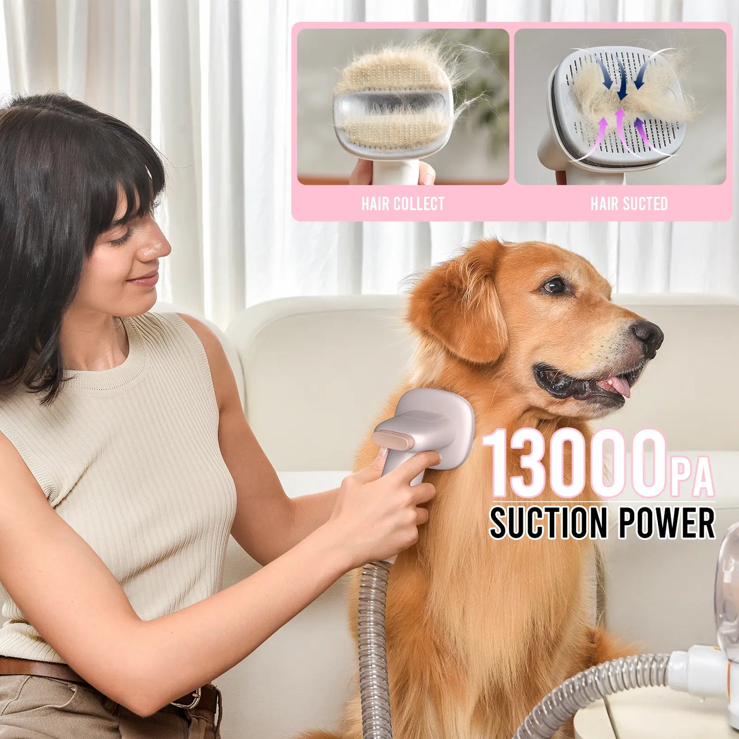 Geoorood All-In-One Dog Grooming Vacuum Kit: Powerful 10Kpa Suction, 2.2L Dust Tank, Lightweight Design & Adjustable Combs - The Ultimate Grooming Solution for Pet Lovers!