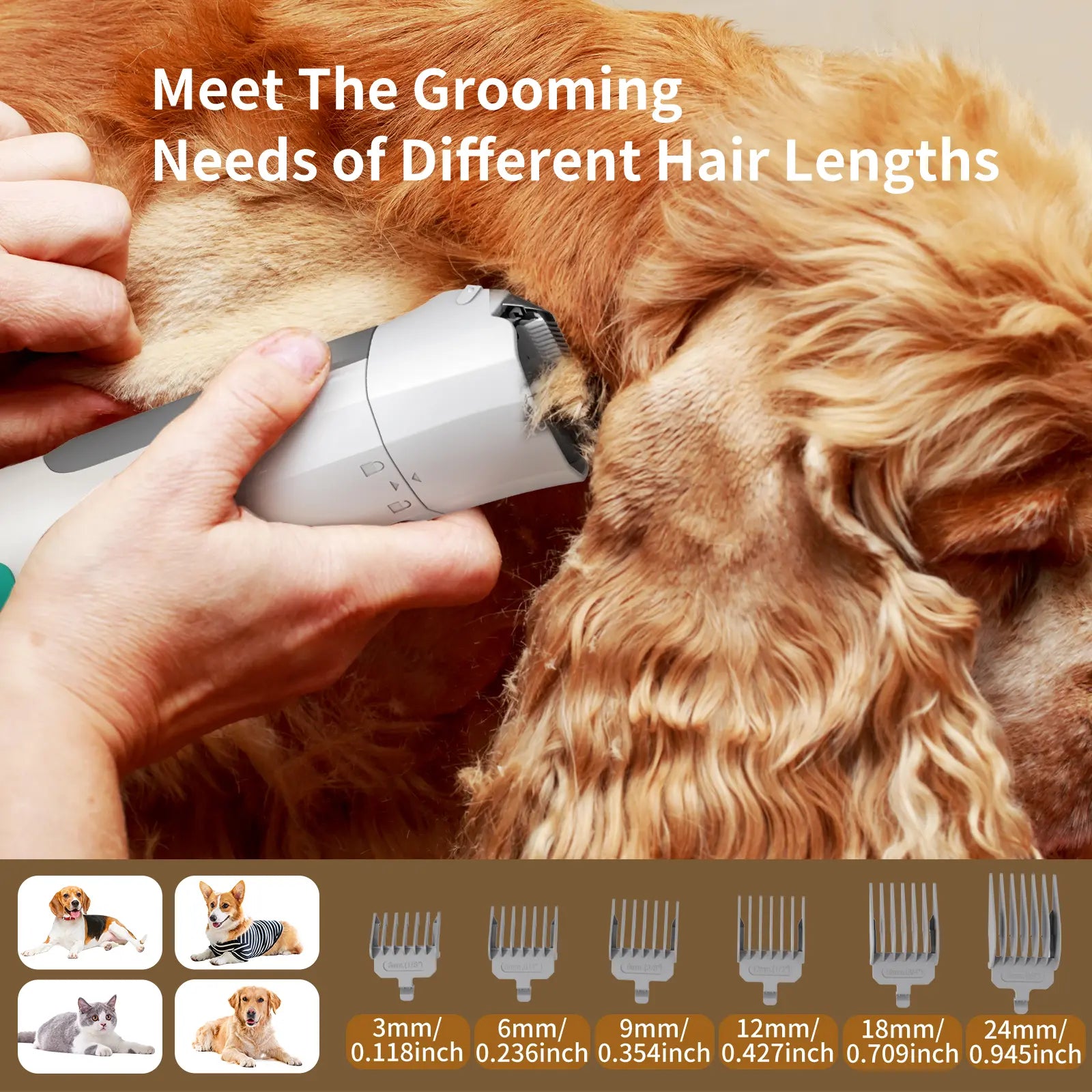 Grooming Vacuum, Dogs Hair Removal Mitts & Rollers,Dog Vacuum Brush for Shedding Grooming, Dog Hair Vacuum Groomer, 7-In-1 Pet Grooming Kit for Cat Dog, Pet Products Paw Trimmer
