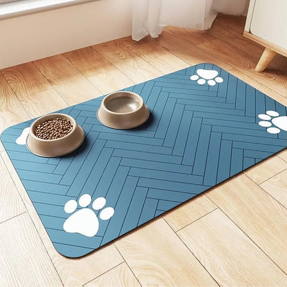 Quick-Dry Absorbent Pet Feeding Mat for Dogs and Cats - Non-Slip Rubber Base for Indoor Cleanliness