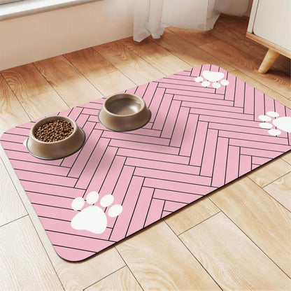 Quick-Dry Absorbent Pet Feeding Mat for Dogs and Cats - Non-Slip Rubber Base for Indoor Cleanliness