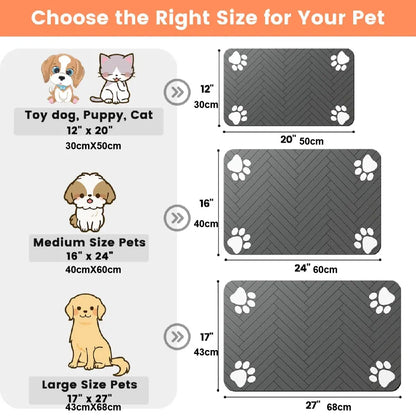 Quick-Dry Absorbent Pet Feeding Mat for Dogs and Cats - Non-Slip Rubber Base for Indoor Cleanliness